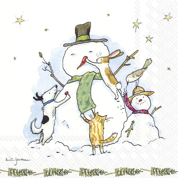 Lunchservet Snowman with friends