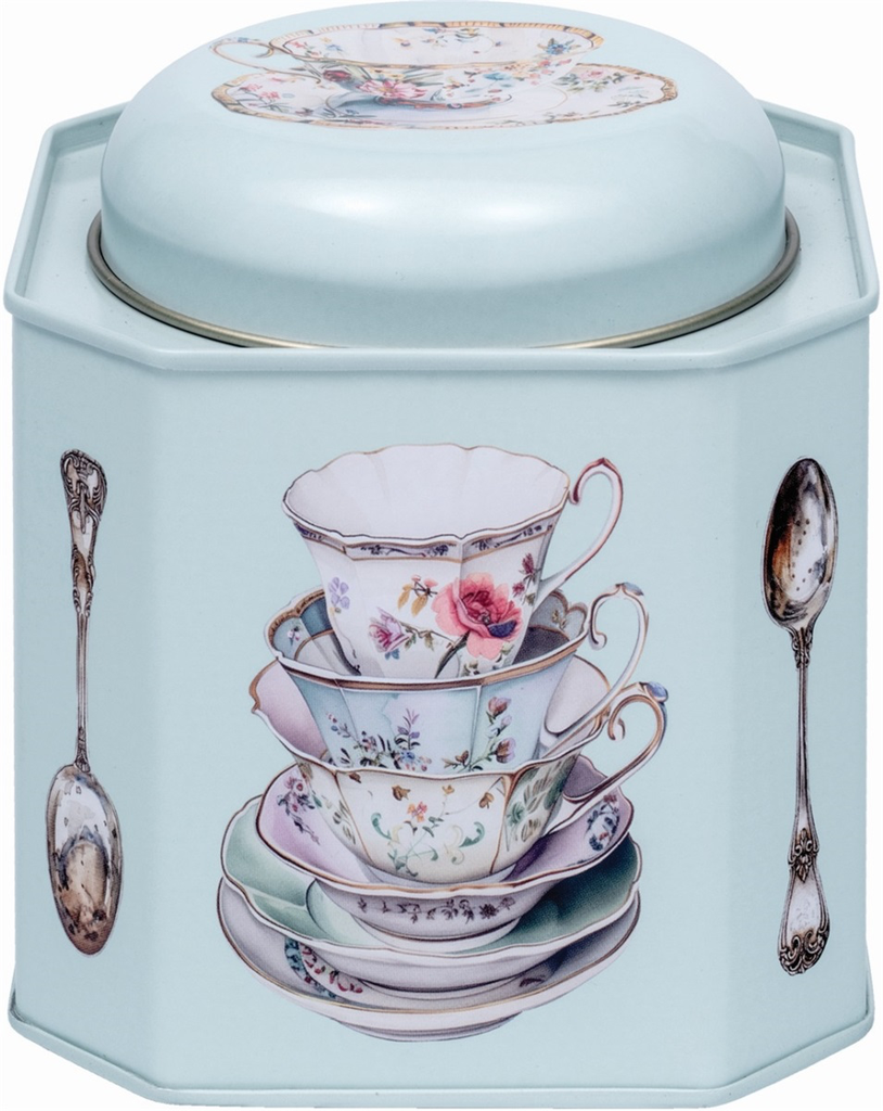 Blik theekopje vintage blauw