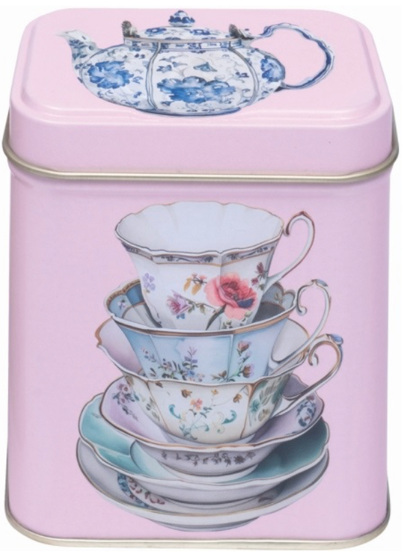 Blik theekopje vintage roze