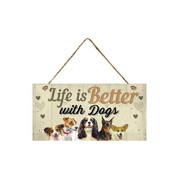 Metalen Bordje 'Life is better with dogs'
