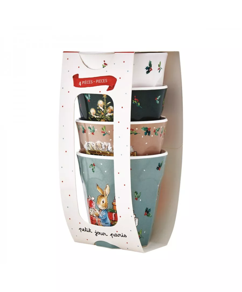 Drinkbekers Peter Rabbit Kerst (set van 4)