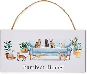 Houten bordje 'Purrfect Home'