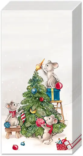 [ZAK16IHR] Papieren zakdoek 'Mice at work'