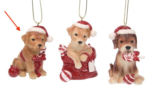 [AC031ME1] Ornament Hond met kerstbal