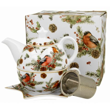 [AC043KAR] Tea for one set 'Christmas Birds'