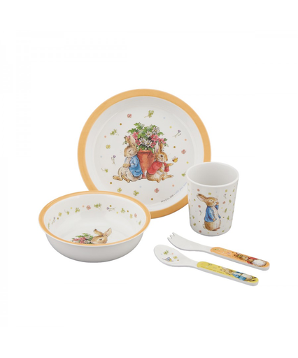 [AC021PJ] 5-delig kinderservies Peter Rabbit Abrikoos