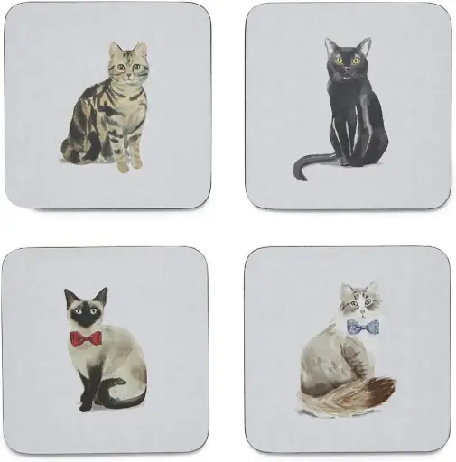 [AC045COS] Onderzetters Curious Cats (set van 4)