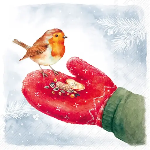 [SER141IHR] Lunchservet 'Feeding Robin'