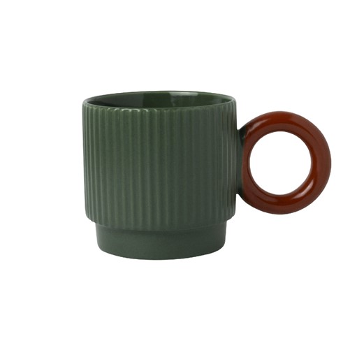 [AC358BR] Mok groen met bruin oor 'Luka'