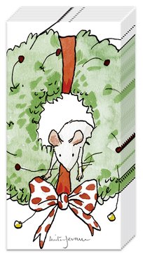 [SER20IHR] Papieren zakdoek 'Mouse in wreath'