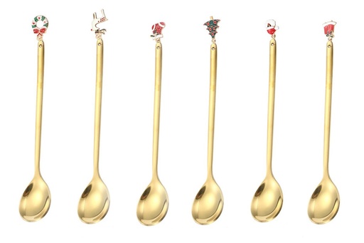 [AC038ISA] Gouden Kerstlepeltjes (set van 6)
