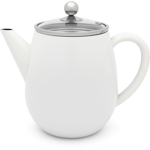 [AC281BR] Dubbelwandige theepot 'Eva' Mat Wit 1,1Liter