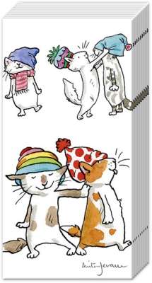 [ZAK005IHR] Papieren zakdoek 'Cats with hats'